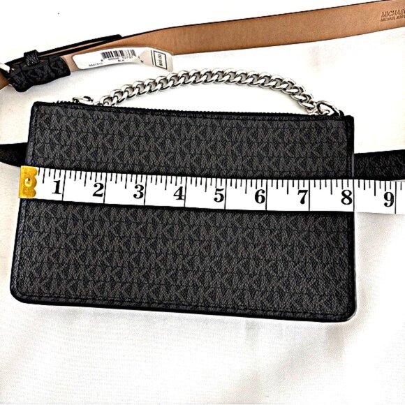 Michael Kors MK Belt bag With Pull Chain, Black/Grey, MEDIUM - Picture 10 of 12